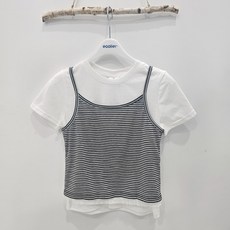 에꼴리에 시흥모다 에꼴리에주니어 3부 스트라이프 뷔스티에 반팔티셔츠 26PT452_SH