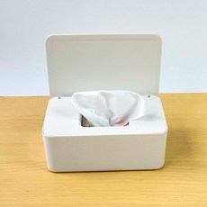 종이 마스크 보관 상자 젖은 티슈 상자 아기 물티슈 디스펜서 홀더 뚜껑이 달린 가정용 방진 티슈 상자 주방 인감 디자인, white, 1개