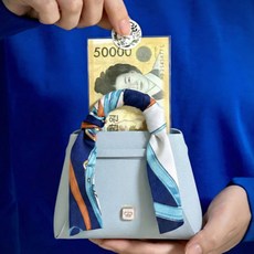 클라르떼 부모님 용돈 고급 선물 박스 가방, 스카이블루, 1개