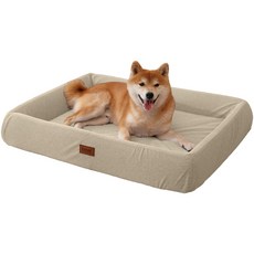 EMME 강아지 베드 3D 지지력 방수 풀폼 우레탄 독창디자인 세탁용 펫소파 애견매트 노령견 강아지 고양이 분리세탁 통기성 쿠션 고반발 미끄럼방지 사계절 겸용 소형견 중형견 다둥이, 1개, Khaki