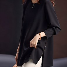 ATTERLIC 女款大尺碼圓領側邊開衩T恤 03399