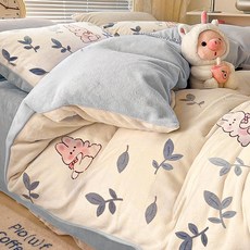 겨울용 밀크벨벳 침대시트 두꺼운 이불커버, 앨리스 래빗