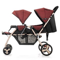 제이펀 스토어 쌍둥이휴대용유모차 경량 연년생, 오프로드 확장형 와인레드 세트 3