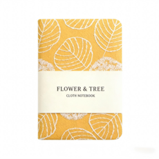 Equator고급 패브릭 자수 노트 A6 32절 메모 포켓 수첩, 1개, 노란 잎