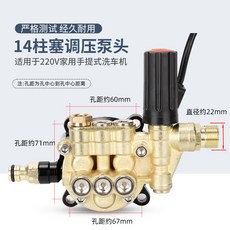 14柱塞調壓泵頭+壓力表 適用於220V家用手提式洗車機, 1個, 14柱塞泵