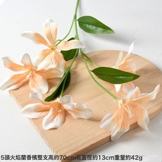 仿真花7頭火焰蘭3D打印婚慶家居客廳裝飾人造花假花拍攝道具批, 1個, 5頭火焰蘭香檳:1個