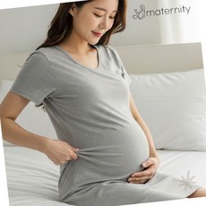 임신 출산 수유 가능 모달 소재 브이넥 반소매 긴소매 홈웨어 원피스 잠옷 파자마