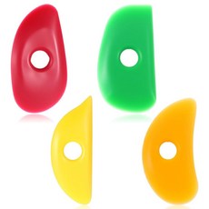 LXUEJIE 도자기 갈비 4개 부드러운 실리콘 도자기 갈비 세트레드 그린 오렌지 옐로우 조각 던지기 바퀴 작업을 위한 세라믹 진흙 모양 트리밍 도구 313735, LXUEJIE 도자기 갈비 4개, 부드러운 실리콘 도자