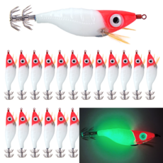 MOON FISHING 문피싱 누드 야광 왕눈이에기 25개/세트 쭈꾸미 갑오징어 문어전용 에기, 화이트누드 고추장 EGI, 10g, 25개