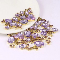 백 재봉 세팅 라인석 프롱 금속 모양 유리 혼합 Choupee 130PCs 클로, Light Amethyst, 1개