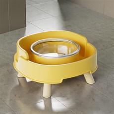 Tiger Pavilion 반려동물 높이 조절형 흘림 방지 밥그릇, 옐로, 1개
