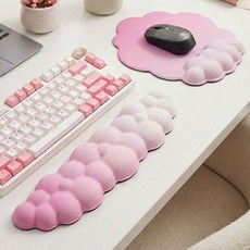 폭신폭신 손목편한 키보드 손목 받침대 팜레스트, 1세트, 로즈 핑크