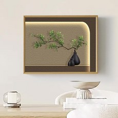 분전함 가리개 북유럽 명화 디자인 정물화 액자 액자형, 골드 프레임, 그린 플랜트 11