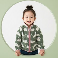 몽실이 패턴 폴라폴리스 집업점퍼 간절기 캠핑 나들이 아우터