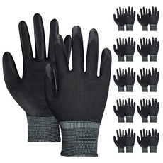 디알엠 손바닥 PU 반코팅 팜 장갑, 블랙, 10세트