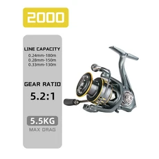 SeaKnight-매그너스 시리즈 경량 낚시 릴 최대 드래그 13Kg 5.2:1 스피닝 릴 8 + 1 BB 2000 - 6000 알루미늄 스풀, China, 2000 Series
