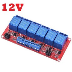 1 2 4 6 8 채널 5V 12V 24V 릴레이 모듈 보드 실드옵토커플러 지원 포함 Arduino용 고저 레벨 트리거, 6 Channel 12V, 1개