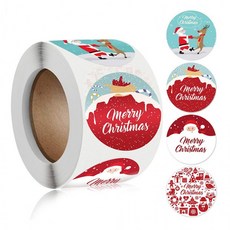 산타와 루돌프 스티커 2.5cm 1롤(500개), 상세페이지 참조, 1개