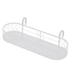 MK 베란다 화분걸이대 일반 난간용 (라운드 80 X 20cm) 난간고리2개형, 화이트, 1단