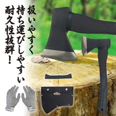 일본직구 탑필름 감성 캠핑 야외 화목난로 불멍 장작 패기 다용도 블랙 손도끼 안전장갑 포함