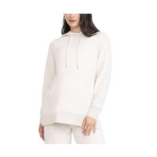 Motherhood Maternity 여성용 긴소매 플리스 튜닉 풀오버 임산부 후드 사이드 슬릿과 캥거루 포켓 포함 헤더 오트밀. L 159196 8556798602, 헤더 오트밀