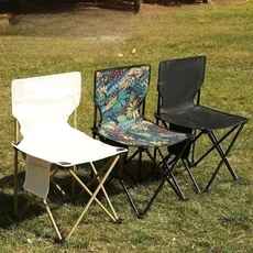 접이식 캠핑 의자 야외 휴대용 초경량 낚시 등받이 앉아 벤치, 01 아이보리