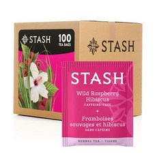 스태쉬 티 와일드 라즈베리 히비스커스 허브 티 100개 티 Stash Tea Wild Raspberry Hibiscus Herbal Tea Box of 100 Tea Bags, 야생 라즈베리 히비스커스, 1개