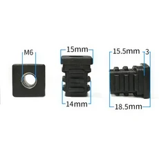 호환 10 5pcs M5 M6 M8 너트 구멍이 플라스틱 사각 파이프 플매트 카펫 러그 블랭킹 엔드 인서트 캡 파이, 12 15mm M6 10pcs