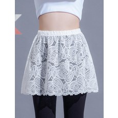 엉덩이 가리개 Y존커버용 레이스 밴딩 미니 스커트, 1. 화이트, M