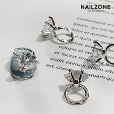 다이아몬드 반지 네일파츠, 1개, NO.58R(실버)