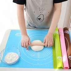 超低價！矽膠烘焙64*45cm墊子帶擀麵杖不粘烘焙糕點墊帶測量蛋糕揉麵墊, 粉,50*40cm, 1個