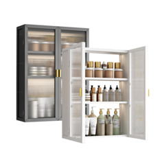 壁掛雙開門吊櫃 廚房收納櫃 免打孔 白色 2層-40cm, 白色/2層-40cm