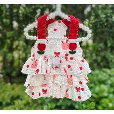 [강아지 원피스 하네스] 귀여운 토끼 & 아보카도 패턴 반려견 옷 하네스겸용 산책복, 1개, 토끼 원피스