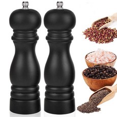소금 및 후추 그라인더 2개 세트 수동 밀 그라인더 조절 가능한 세라믹 로터 스테인리스 스틸 개스킷 BBQ 레스토랑 주방용 리필 블랙 쉐이커, 소금 및 후추 그라인더 2개 세트, 수동 밀 그라인더,