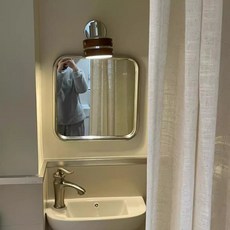 스테인레스 벽거울 원형 벽걸이 대형 붙이는 화장대 스트랩 일반 가게, 원형거울60cm