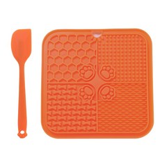 베스토 11 가지 색상 주걱이있는 애완 동물 느린 먹이 매트 실리콘 흡입 컵 개 고양이 증가 먹는, Orange Set