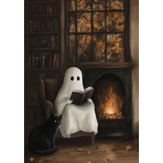 쿠쿠스토어 레트로 가을 할로윈 캔버스 클래스 꽃 무서운 유령과 어두운 호박 검은 고양이 벽 아트 포스터, 04 E, 04 CT-19-1, 1개