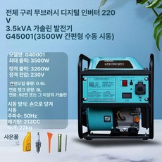 마돈나샵 자가발전기 캠핑용 무소음 이동식 휴대용, 3.5kW 수동 시동 커넥터 커버, 1개