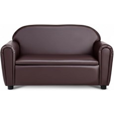 코스트존 어린이 2인용 수납 소파 유아용 PU 가죽 키즈 핑크, Brown
