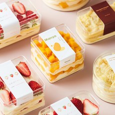 릴스베이 보틀케이크용기 디저트 티라미수 사각 투명 뚜껑 케이스 컵과일 간식 베이킹 포장 플라스틱 다회용기, 1개