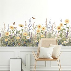 바이앤뷰 포인트 벽장식 인테리어 스티커, 들꽃 정원