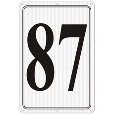 i-CowFun 프리미엄 반사 금속 번호 표지판 1 - 알루미늄 12인치 X 8인치 주차 공간 실외 대형 바닥 도크 코트 통로 필드 페이드 없음 내후성, Reflective Number Signs 87, 1개
