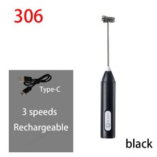 뜨거운 전기 우유 Frother 계란 비터 무선 Type-C 충전 3 속도 미니 핸드 헬드 폼 메이커 커피 털 요리 도구, 306 B