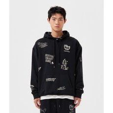 와키윌리 스프레이 그래픽 후드 스웻 블랙 221012