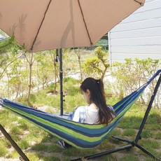 야외 캠핑 휴식 침대 정원 야영 그물 침대 휴대용 매달기 침상 텐트 용품 낚시, 캔버스해먹 오션블루(소)