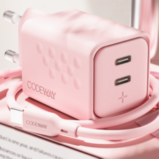 코드웨이 50W 초 고속 충전기 + 100W C to C 타입 초고속 충전 케이블 2M, 멜로우 핑크, 1세트 멜로우 핑크, 1세트