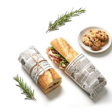 브런치 뉴스페이퍼 블랙 샌드위치 포장지 33 x 33cm 코팅 노루지 식품포장, 1개, 500개