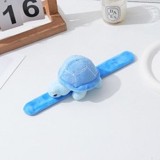 玩偶啪啪圈 公仔啪啪圈 文化創意可愛烏龜玩偶啪啪圈情侶車載裝飾品山龜手環道具玩具 卡通手環, 1個, 藍色豎啪