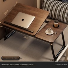 높이조절 침대 사이드테이블 접이식 미니책상 원룸 간이 노트북 테이블 다용도 가구, 대형 5단계 조절 블랙 강화