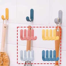 심플 소품걸이 4P 벽걸이 다용도 가방걸이 욕실 행주걸이 주방, 흰색